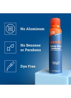 Mando Mando Whole Body Deodorant For Men - Invisible Spray Deodorant - 72 Hour Odor Control - Low Irritation Formula - Aluminum Free, Benzene Free - 3.6 ounce Cans (Pack of 2) - Pro Sport  - Image 4