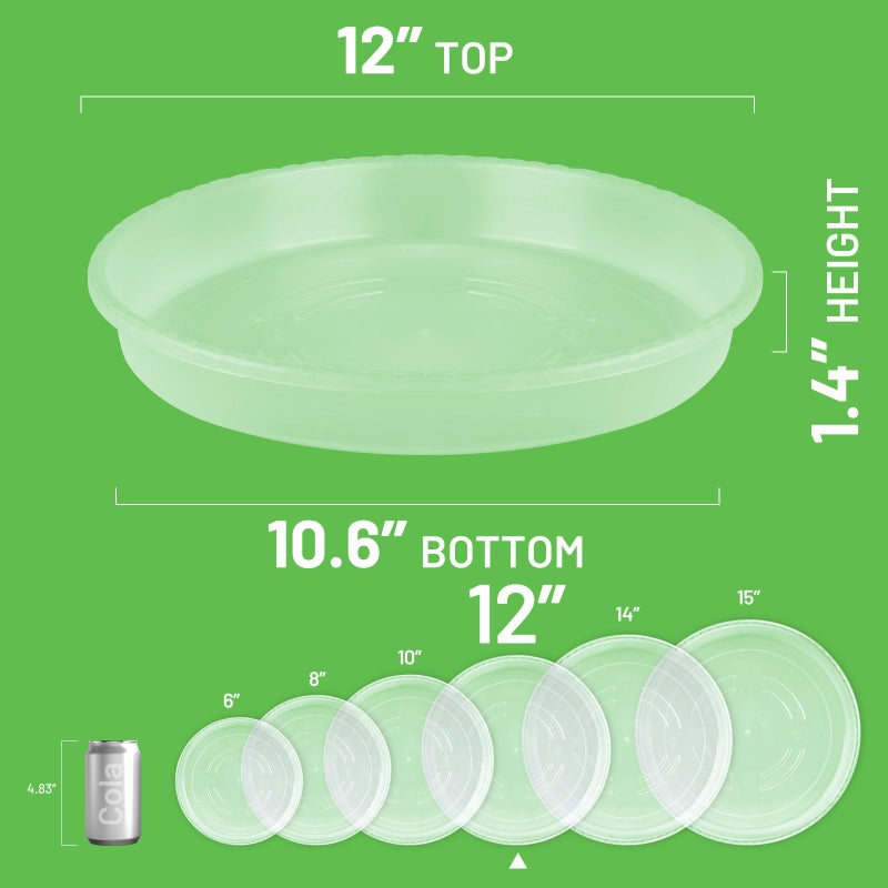 MUDEELA Plant Saucer 6 Pack of 12 inch, Durable Plastic Plant Trays for Indoors, Clear Plastic Flower Plant Pot Saucer, Made of Thicker, Stronger Plastic, with Taller Design - Image 2