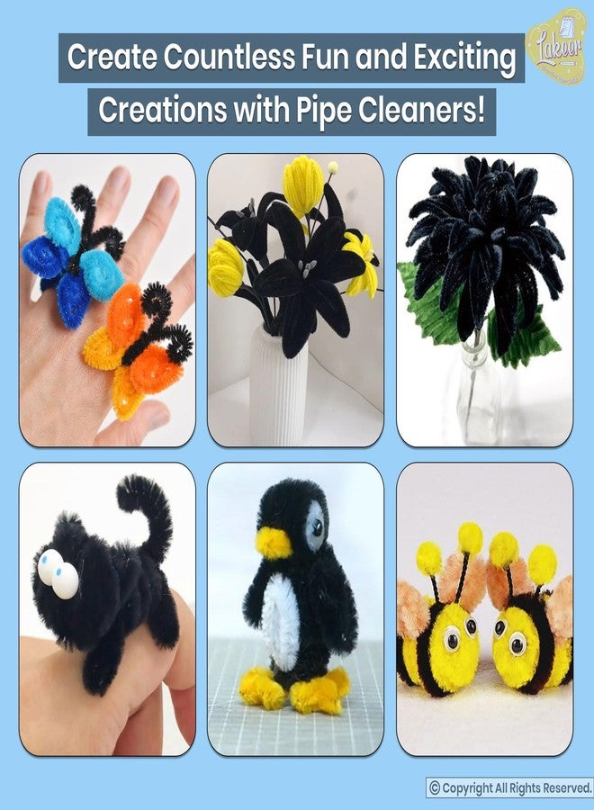 Lakeer Pipe Cleaners 100 Pcs Colors Chenille Stems for DIY Crafts Decorations Creative School Projects (6 mm x 12 Inch, Black Colors) - Image 5