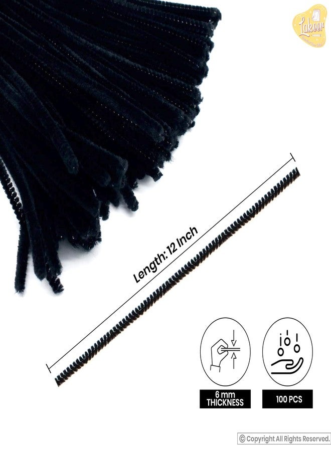 Lakeer Pipe Cleaners 100 Pcs Colors Chenille Stems for DIY Crafts Decorations Creative School Projects (6 mm x 12 Inch, Black Colors) - Image 2