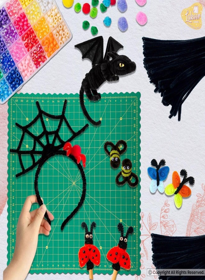Lakeer Pipe Cleaners 100 Pcs Colors Chenille Stems for DIY Crafts Decorations Creative School Projects (6 mm x 12 Inch, Black Colors) - Image 3
