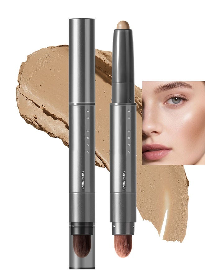 lakerain Re-Forming Contour Stick,Warm Toned Contour Stick,Cream Contour Makeup with Brush,Lightweight, Blendable, Longlasting Creamy Bronzer Stick, Matte Finish Natural Face Contouring Makeup #01 ,Warm Toned - Image 1