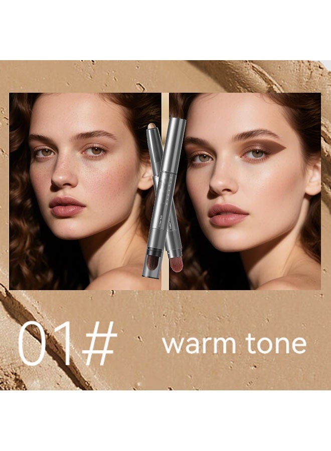 lakerain Re-Forming Contour Stick,Warm Toned Contour Stick,Cream Contour Makeup with Brush,Lightweight, Blendable, Longlasting Creamy Bronzer Stick, Matte Finish Natural Face Contouring Makeup #01 ,Warm Toned - Image 2