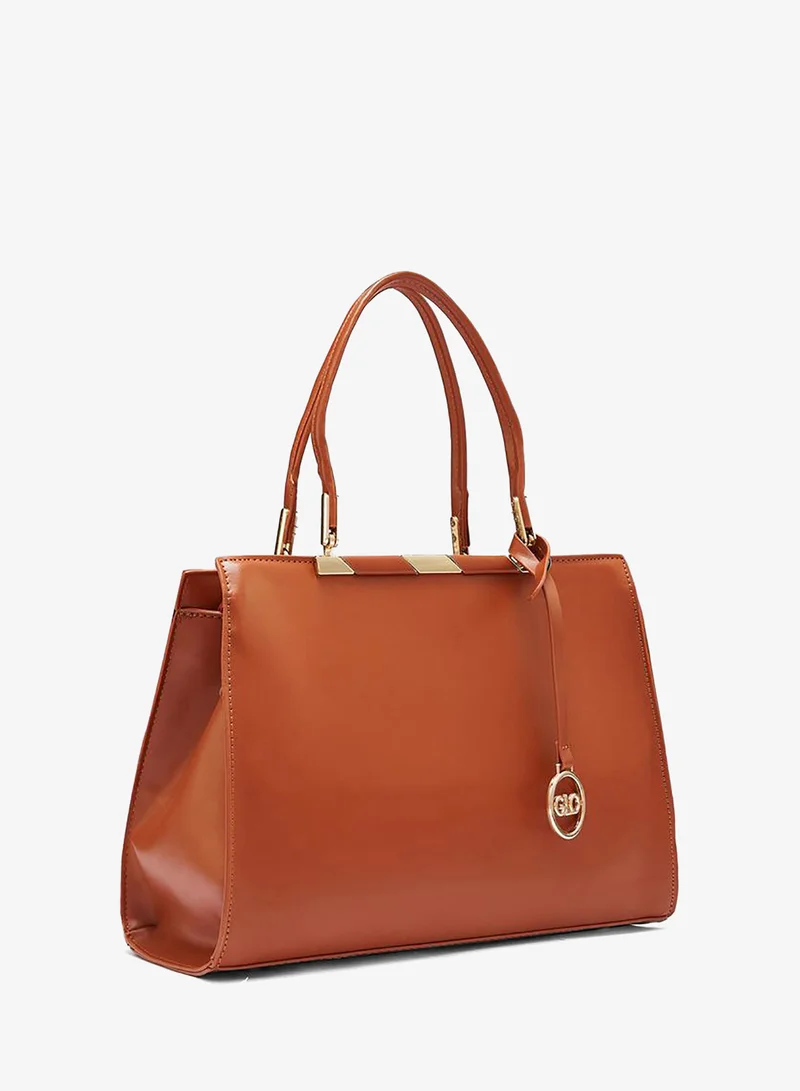 Globus  Tan Solid Handbag with Zip Closure for Women | Best Price UAE