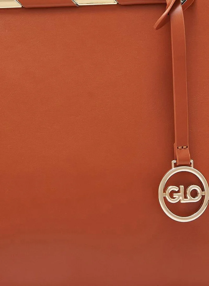 Globus  Tan Solid Handbag with Zip Closure for Women | Best Price UAE