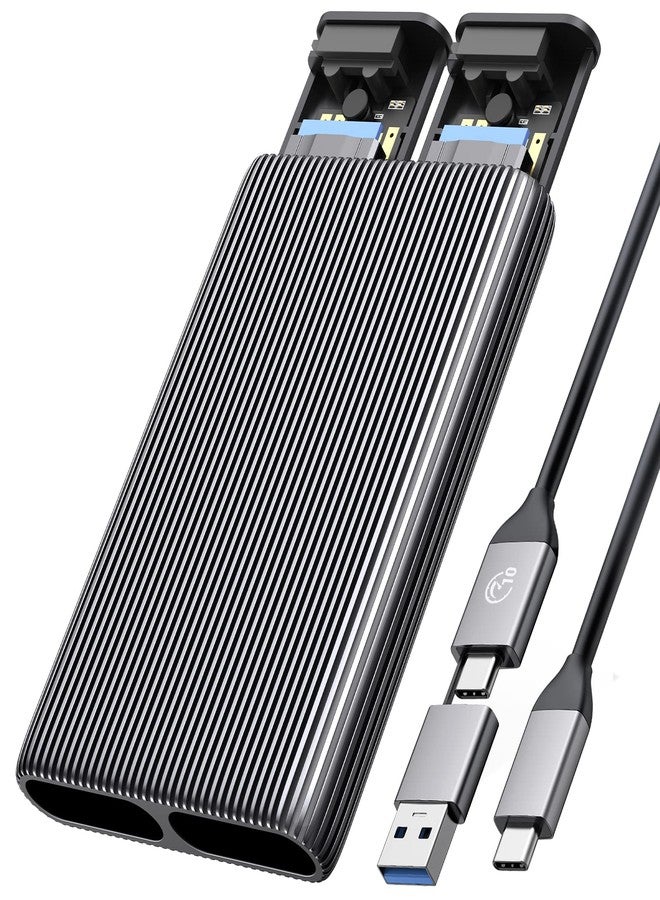أوريكو علبة أقراص ORICO ثنائية M.2 NVMe مع SATA SSD، محول USB-C إلى M.2 لأقراص M.2 SSD من نوع PCIe M Key وB+M Key 2230/2242/2260/2280 M.2، تركيب بدون أدوات، قارئ M.2 من الألومنيوم يدعم تقنية Trim وUASP حتى 2x4TB - Image 1