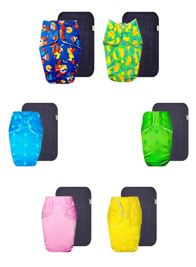 حفاضات قماشية فاخرة من دمبلدو مع حشوة سوداء (عبوة من 6 قطع) | مضادة للحساسية | تسمح بمرور الهواء | سهلة التنظيف | مثالية للأطفال الصغار | من 3 أشهر إلى 3 سنوات | للجنسين - Image 1