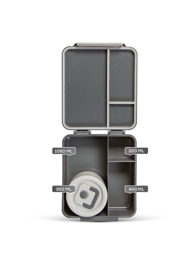 HYDROBREW صندوق غداء هيدروبرو Bento مع حقيبة غداء، وعاء طعام من الفولاذ - ديناصورات رمادي - Image 4