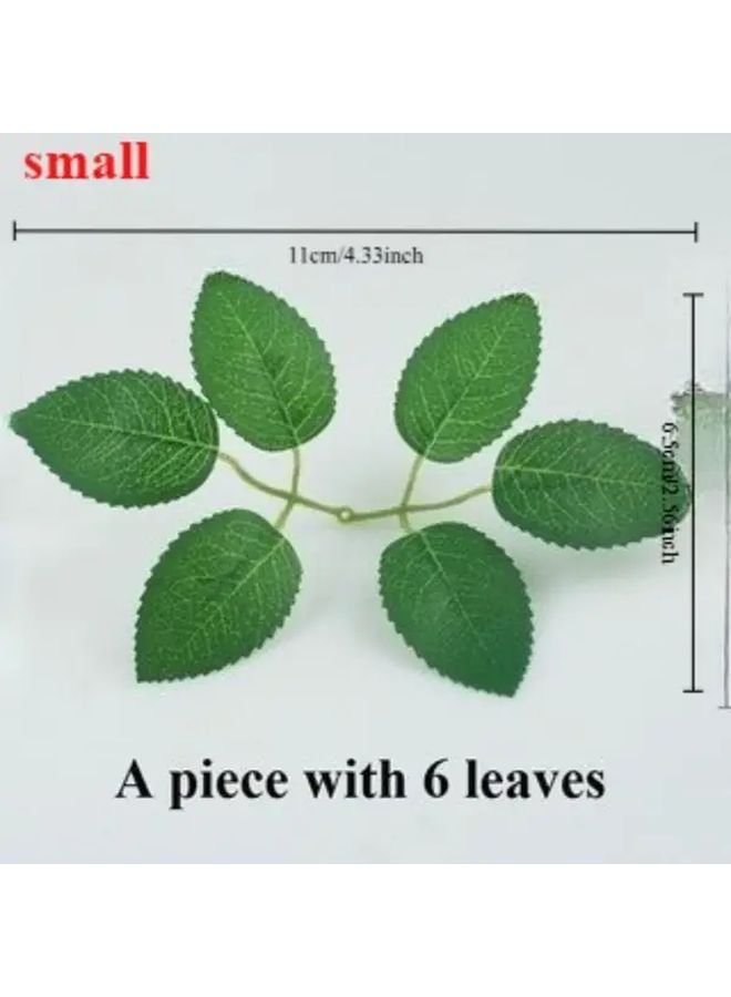 15Pcs Green Rose Leaves for DIY Wedding Bouquets Home Decor Floral Supplies - Image 4