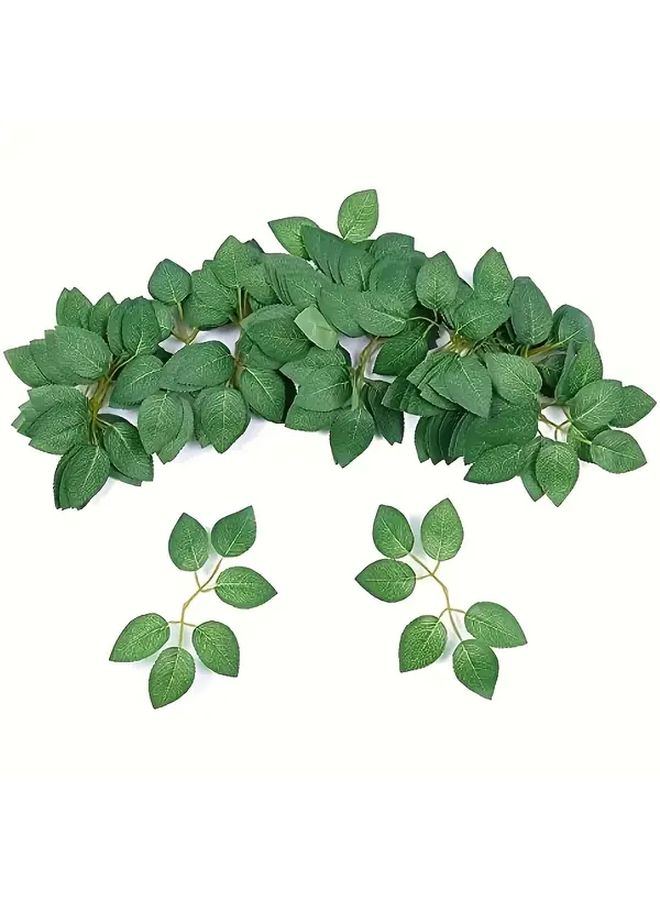 15Pcs Green Rose Leaves for DIY Wedding Bouquets Home Decor Floral Supplies - Image 1