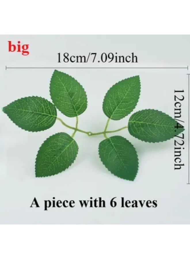 15Pcs Green Rose Leaves for DIY Wedding Bouquets Home Decor Floral Supplies - Image 3