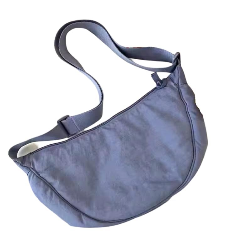GLOSSY Crescent Bag Half-moon Shaped Crossbody Shoulder Bag with Adjustable Strap for Women Men School Sport Travel (Blue) - Image 1