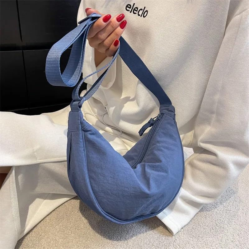 GLOSSY Crescent Bag Half-moon Shaped Crossbody Shoulder Bag with Adjustable Strap for Women Men School Sport Travel (Blue) - Image 4