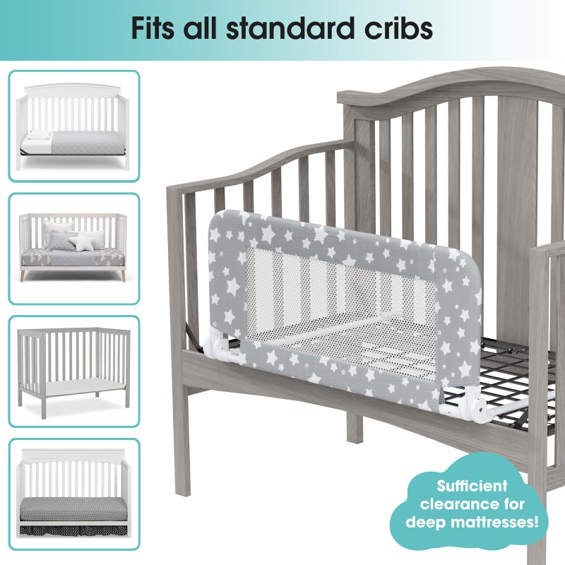 NUTIKAS Crib Rail Guard for Toddlers - 35.4" Toddler Bed Rails Convertible Safety Side Protector Swing Down Mesh Breathable Bed Barriers with Reinforced Anchor Safety - Image 5