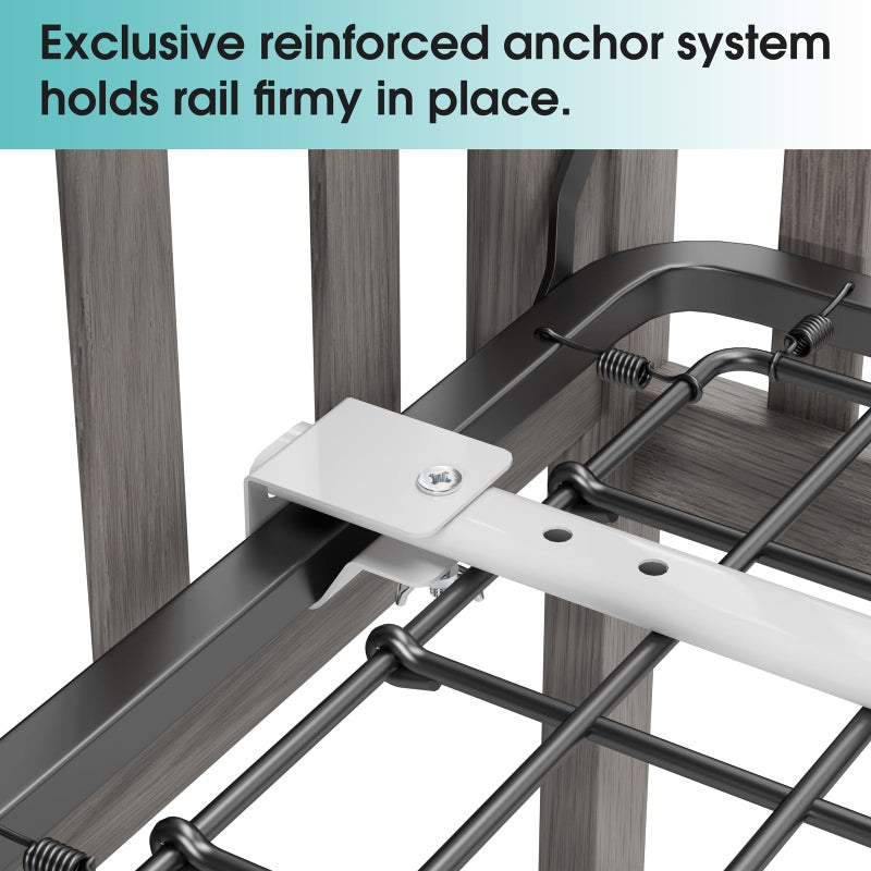 NUTIKAS Crib Rail Guard for Toddlers - 35.4" Toddler Bed Rails Convertible Safety Side Protector Swing Down Mesh Breathable Bed Barriers with Reinforced Anchor Safety - Image 4