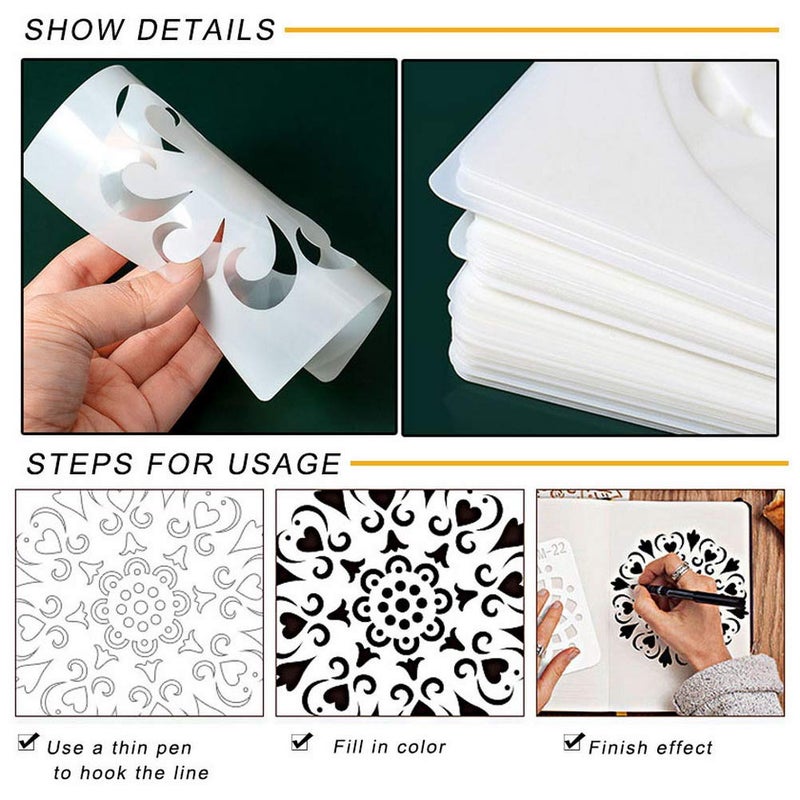 unbraded Wedong 42 Pcs Mandala Stencils, Reusable Stencils Mandala Dot Painting Templates Round Stencil For Diy Painting Art Scrapbook(4 Inch) - Image 4