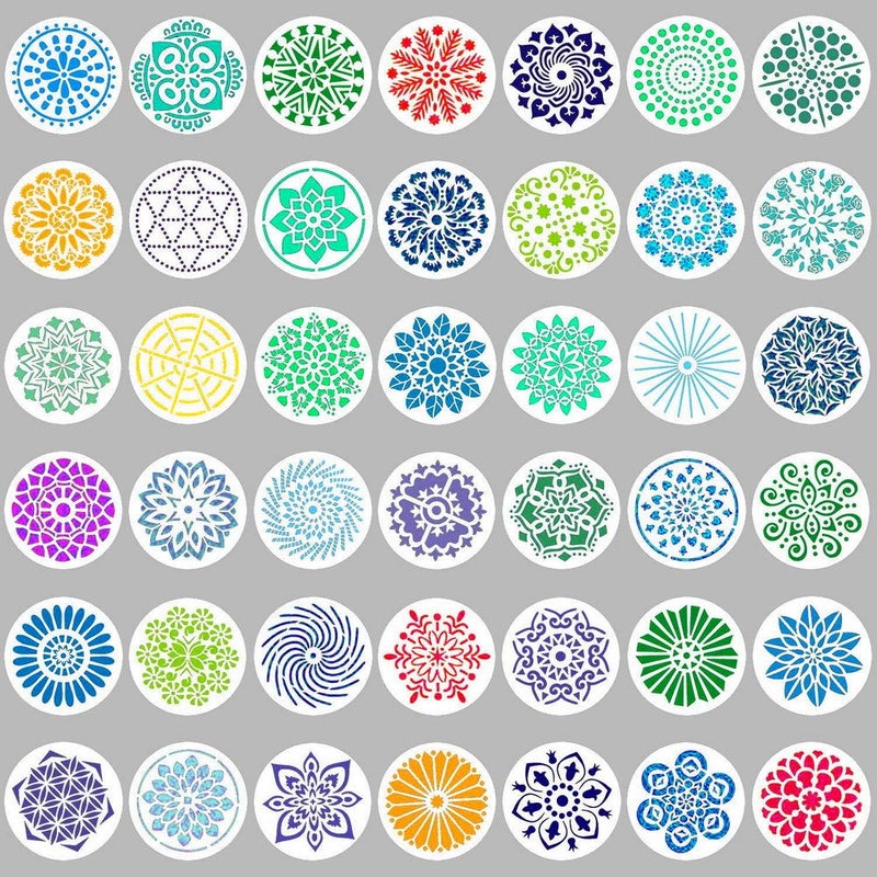 unbraded Wedong 42 Pcs Mandala Stencils, Reusable Stencils Mandala Dot Painting Templates Round Stencil For Diy Painting Art Scrapbook(4 Inch) - Image 2