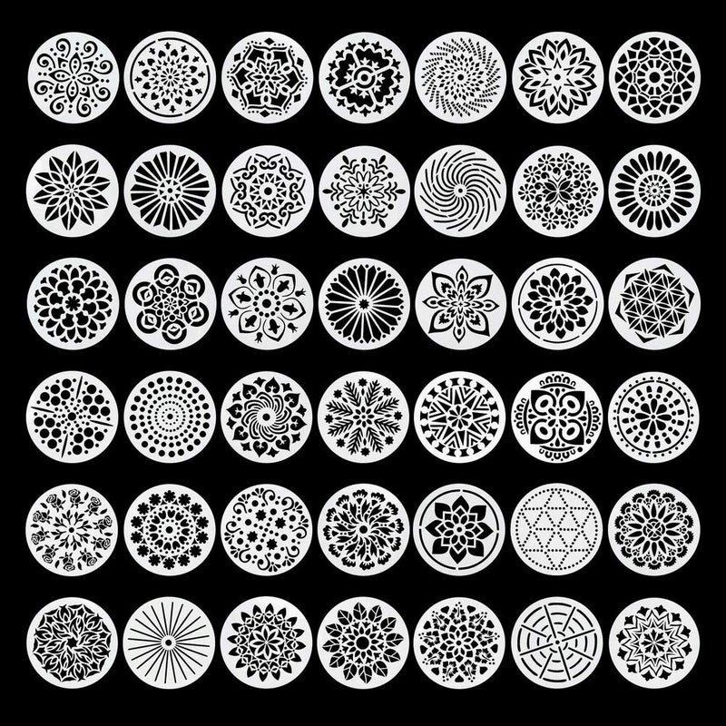 unbraded Wedong 42 Pcs Mandala Stencils, Reusable Stencils Mandala Dot Painting Templates Round Stencil For Diy Painting Art Scrapbook(4 Inch) - Image 1
