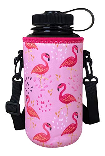 Koverz XL 3240oz 1200ml Water Bottle Carrier with Shoulder Strap Water Bottle Insulator  Pink Flamingos