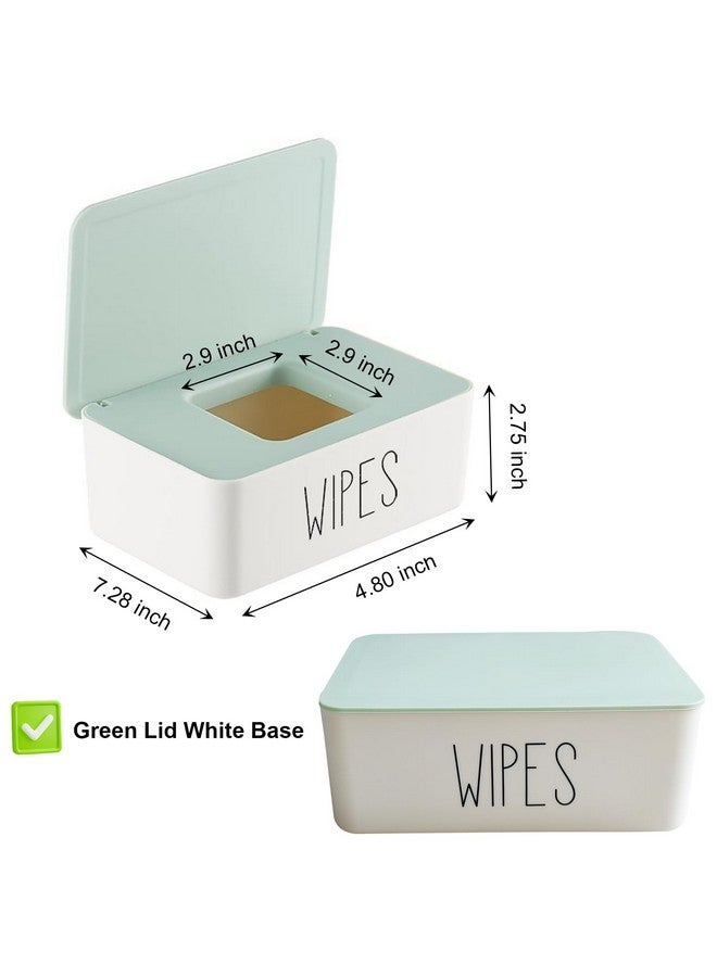 Moorfowl Baby Wipes Container, 7.28" L * 4.80" W * 2.75" H, Moorfowl Flushable Wipes Dispenser Holder for Bathroom Baby Essentials, Green Lid White Base - Image 1