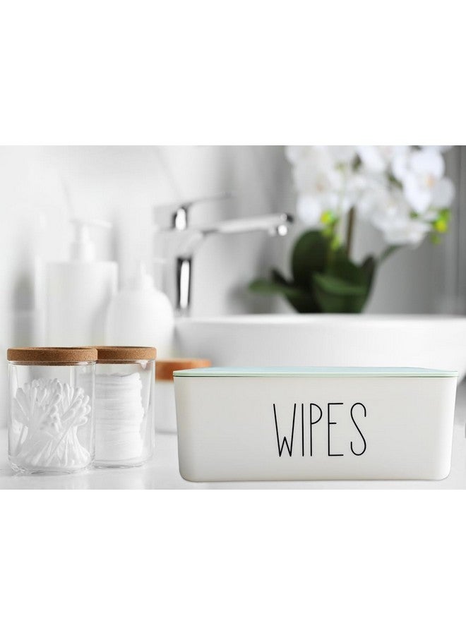Moorfowl Baby Wipes Container, 7.28" L * 4.80" W * 2.75" H, Moorfowl Flushable Wipes Dispenser Holder for Bathroom Baby Essentials, Green Lid White Base - Image 3