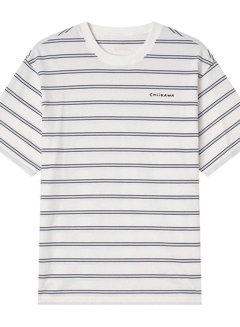 GIORDANO Men's Chiikawa Striped Cotton Relaxed Graphic Tee - Image 3