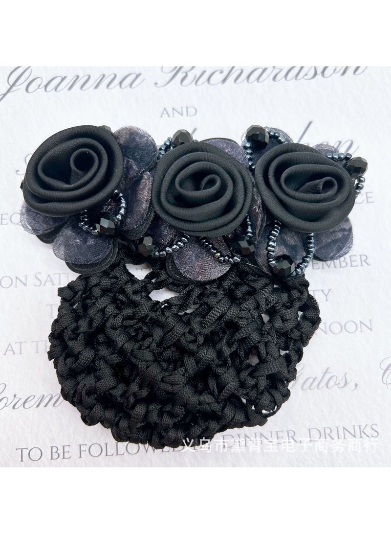 Goolsky Flower Hair Clip Hair Bun Cover Barrettes Net Hairnet, Elegant Flower Decor Hair Accessories Hair Clip - Image 3