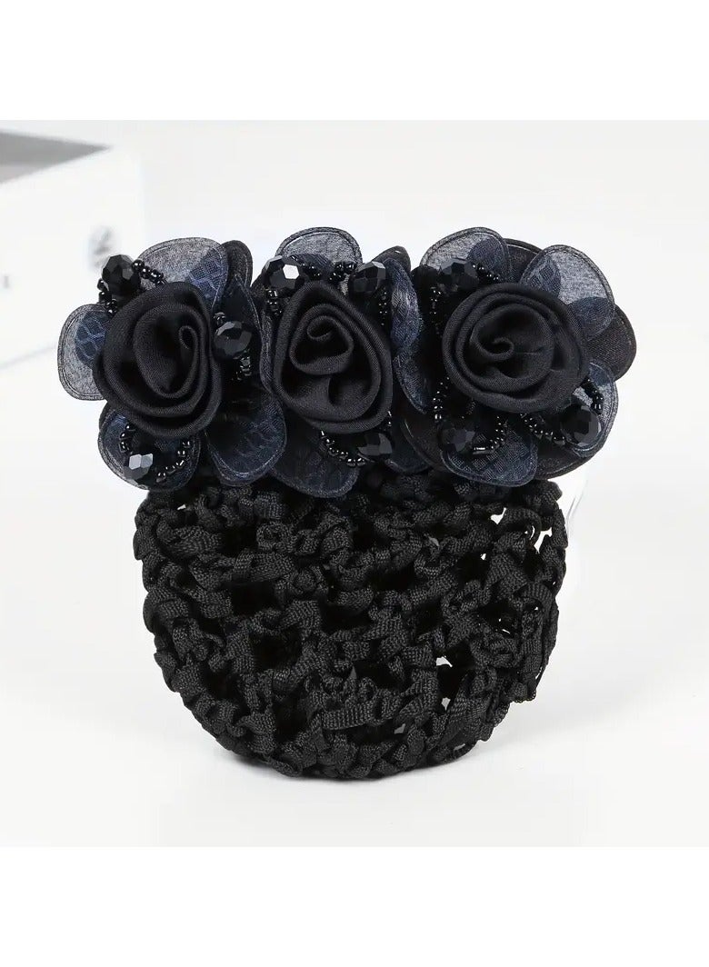 Goolsky Flower Hair Clip Hair Bun Cover Barrettes Net Hairnet, Elegant Flower Decor Hair Accessories Hair Clip - Image 2
