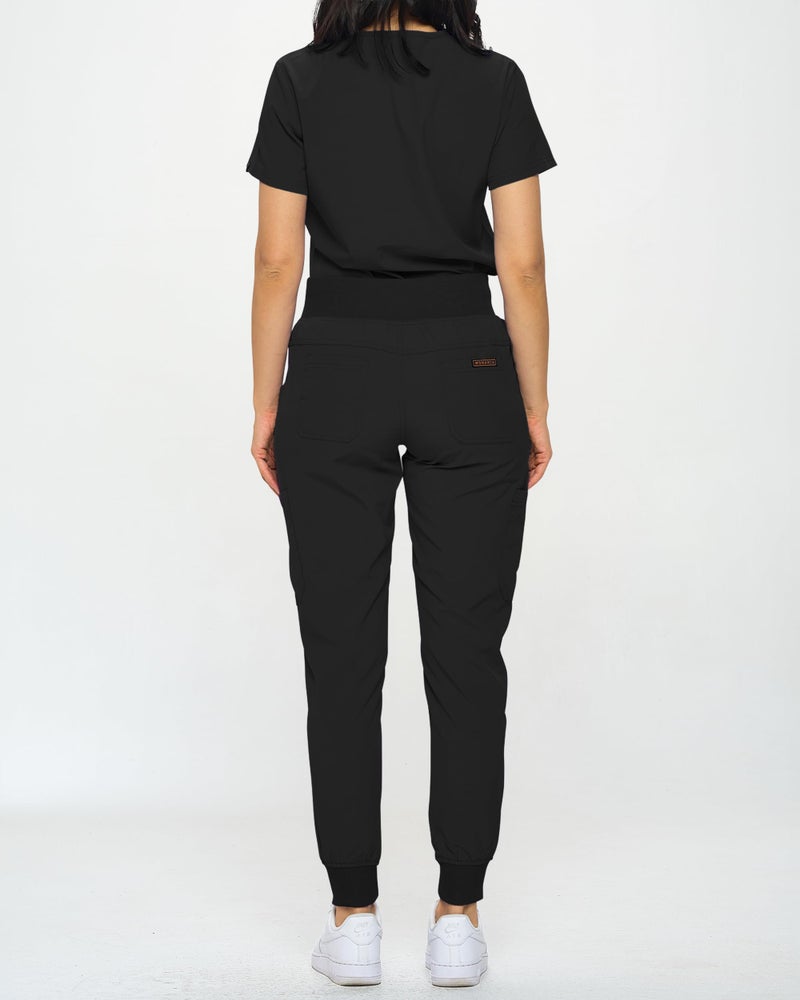 MONARCH UNIFORMS زي مونياركس ضيق مرن للسيدات مجموعة سكرابز جوجر ضيقة مع قميص قابل للت tuck-in للسيدات (أسود-P-S) - Image 4