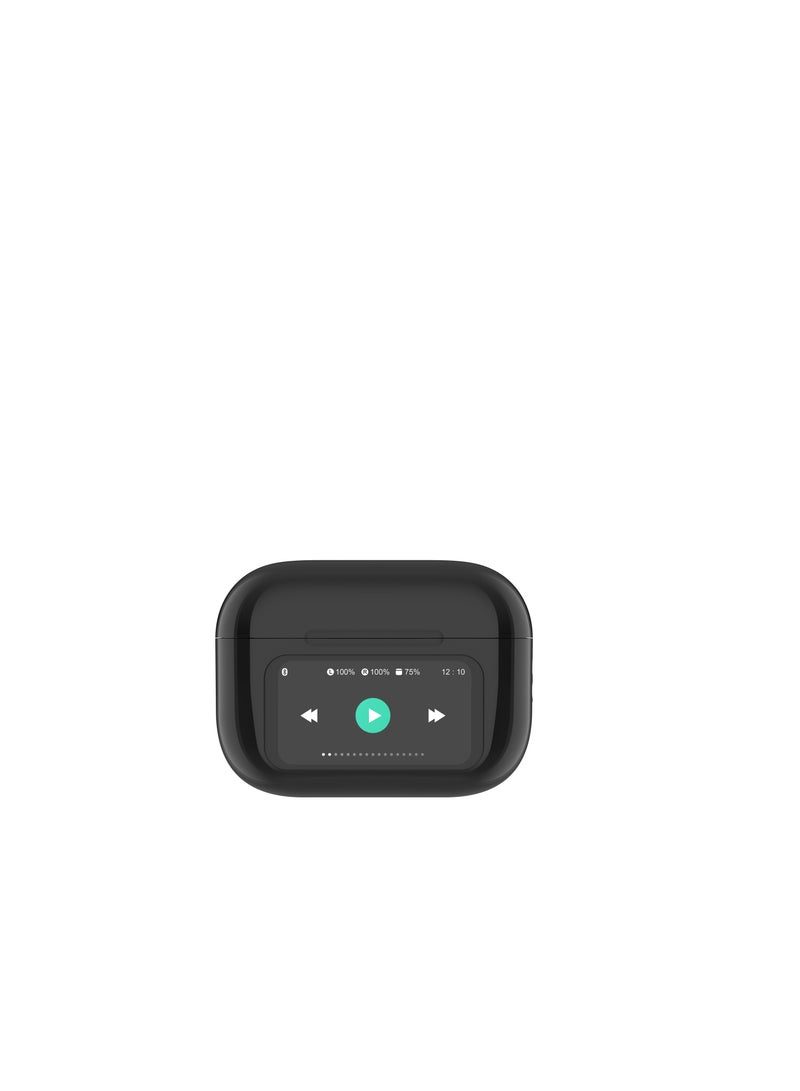 True Wireless Earbuds with Bluetooth 5.4, Hi-Res Audio, 52dB Active Noise Cancellation, Spatial Acoustics, Smart Touch Display, 5-Hour Playtime, Low Latency, 4-Mic Deep Bass, Smart Case, Customizable via App, TWS Bluetooth Headphones, Wireless In-Ear Earbuds, Compatible with Most Devices Moon black  - Image 2