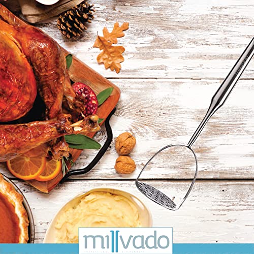 Millvado Potato Masher Stainless Steel, Best Mashed Potatoes Masher Kitchen Tool, Potato Smasher For Potatoe, Avocado, Sweet Potato, Beans, Large Heavy Duty Metal Mashing Utensil, 12.5 Inch - Image 5