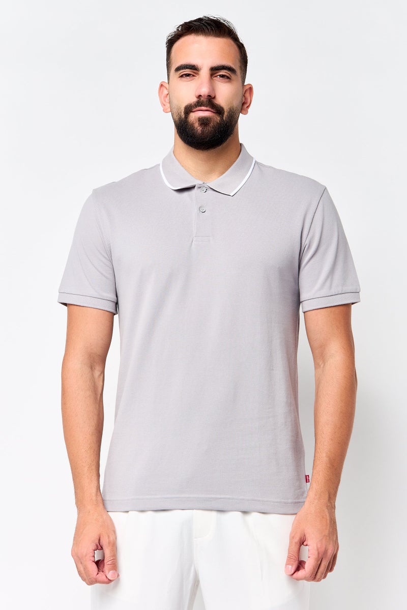 Levi's قميص بولو قصير الأكمام للرجال بتصميم عادي، رمادي - Image 1