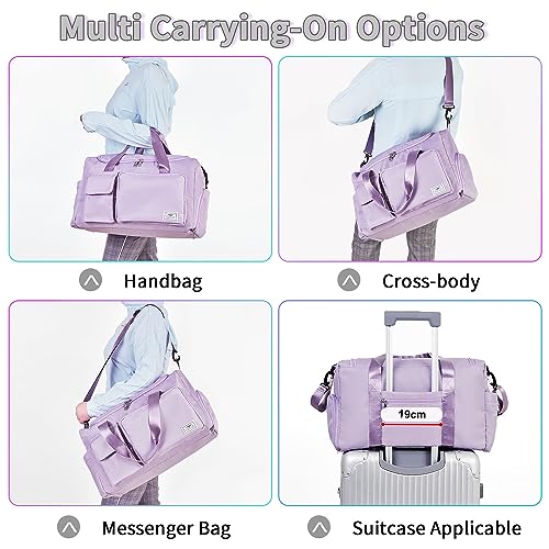 FIORETTO Women's Gym Duffle Bag with Shoes Compartment, 37L Capacity, Ideal for Travel, Gym, Sports, Duffel, Weekender, Lavender - Image 5