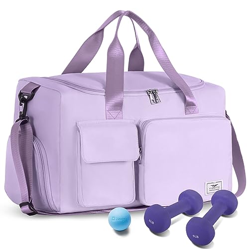 FIORETTO Women's Gym Duffle Bag with Shoes Compartment, 37L Capacity, Ideal for Travel, Gym, Sports, Duffel, Weekender, Lavender - Image 1