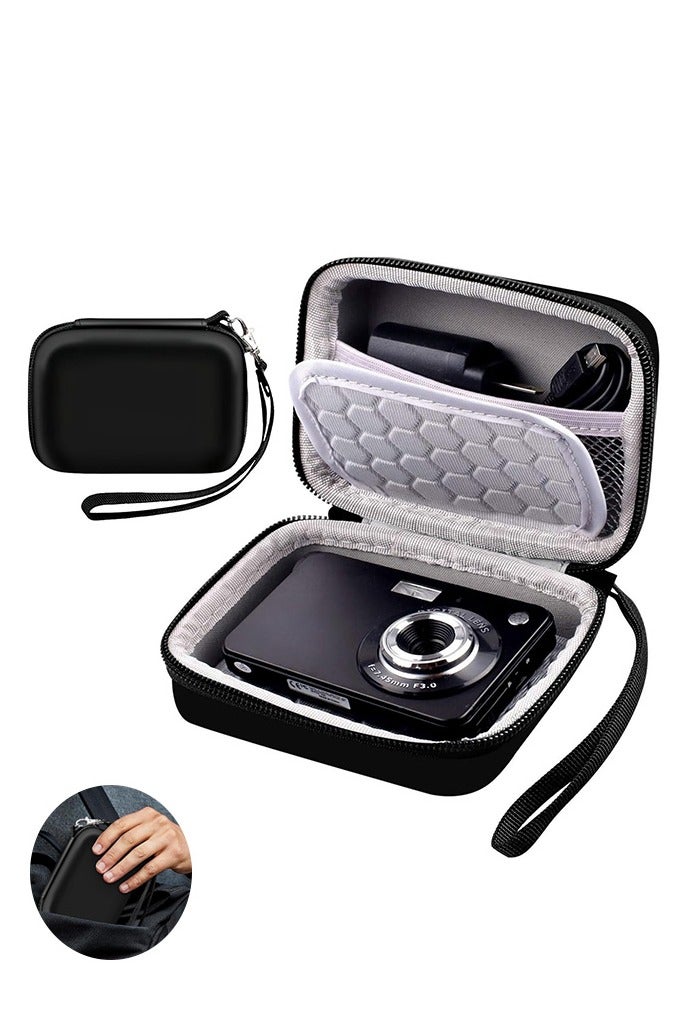 Travel Digital Camera Case Storage Bag for Camera Hard Shell Shockproof Box, Pocket Camera Protective Case Travel Cable Storage Bag Replacement (Black)