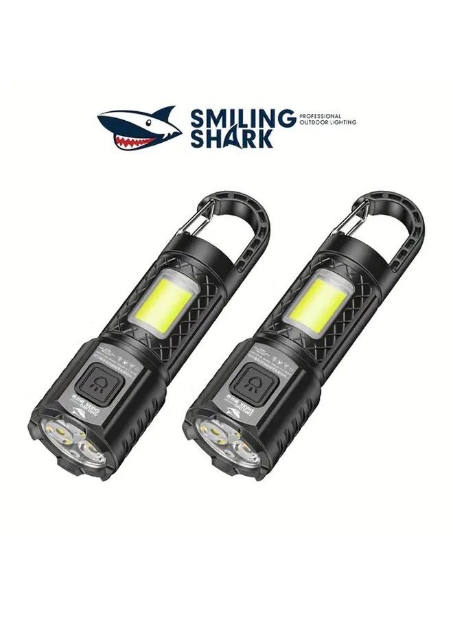 SD 5253 2PC Mini Rechargeable Flashlights 3 LED COB Floodlight With Hook USB Portable Light For Camping Night Work - Image 2
