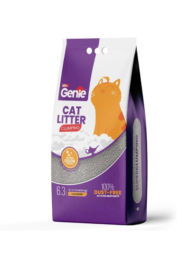 جيني رمل قطط جيني بريميوم برائحة اللافندر – تكتل فائق السرعة في 6 ثواني، خالٍ من الغبار 100%، تحكم قوي في الروائح، طين بنتونيت طبيعي، لا يلتصق بالأقدام، مناسب لعدة قطط، 5 كجم (6.3 لتر) - Image 1