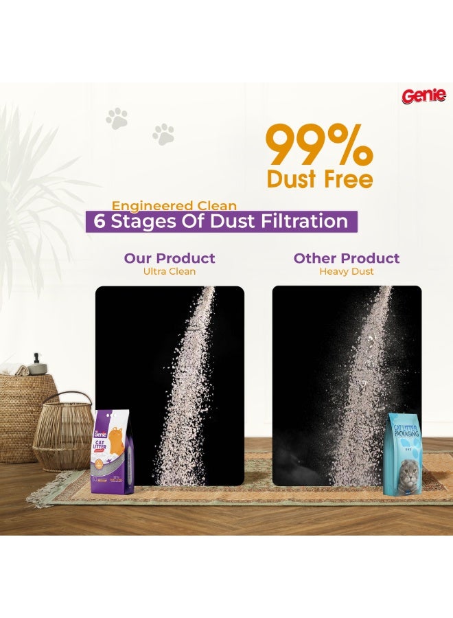 جيني رمل قطط جيني بريميوم برائحة اللافندر – تكتل فائق السرعة في 6 ثواني، خالٍ من الغبار 100%، تحكم قوي في الروائح، طين بنتونيت طبيعي، لا يلتصق بالأقدام، مناسب لعدة قطط، 5 كجم (6.3 لتر) - Image 2