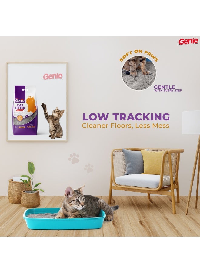 جيني رمل قطط جيني بريميوم برائحة اللافندر – تكتل فائق السرعة في 6 ثواني، خالٍ من الغبار 100%، تحكم قوي في الروائح، طين بنتونيت طبيعي، لا يلتصق بالأقدام، مناسب لعدة قطط، 5 كجم (6.3 لتر) - Image 3