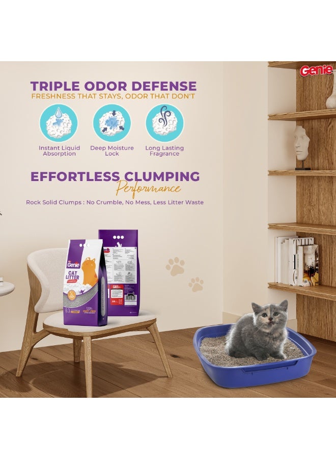 جيني رمل قطط جيني بريميوم برائحة اللافندر – تكتل فائق السرعة في 6 ثواني، خالٍ من الغبار 100%، تحكم قوي في الروائح، طين بنتونيت طبيعي، لا يلتصق بالأقدام، مناسب لعدة قطط، 5 كجم (6.3 لتر) - Image 5
