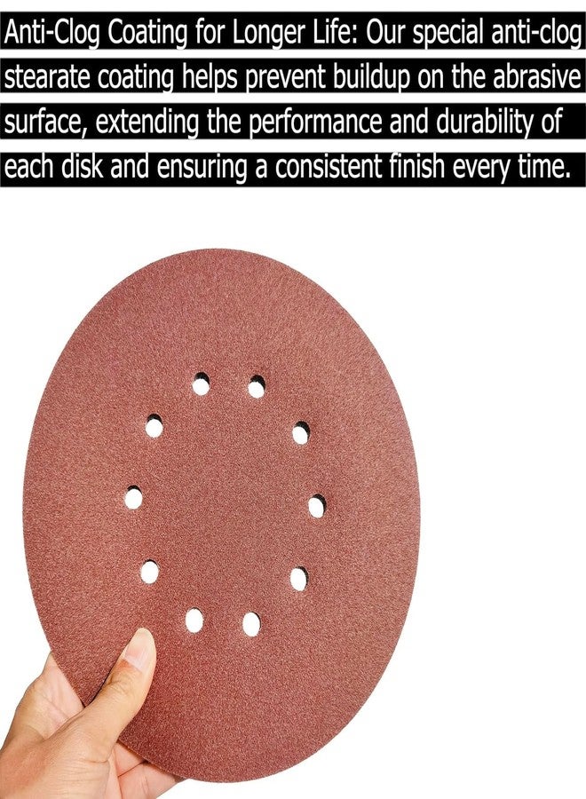 Tonmp 10 Pack 9-Inch 10 Hole 40 Grit Drywall Sandpaper -9" Aluminum Oxide Hook-and-Loop Sanding Disc for Drywall Sander Wood Furniture Finishing… - Image 3