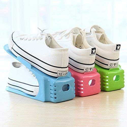 BSBDA BSBDA Shoe Holder Plastic Space Saving Rack Stand Folding Slots Organizer for Sandals Slipper Heels Boots Pack Of 6 - Image 2