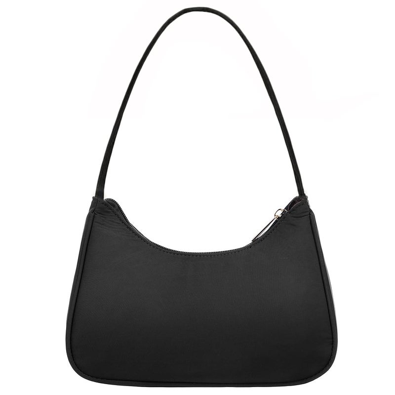 Loiral Loiral Small Purse for Women, Cute Hobo Tote HandBag Mini Clutch, Nylon Shoulder Bags with Zipper Closure, Black  - Image 1