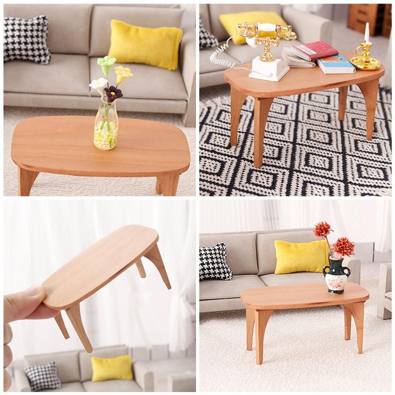 Dollhouse Accessory: 1:12 Scale Miniature Furniture Model — Cherry Wood Coffee Table - Image 2
