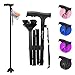 BigAlex Folding Walking Cane for Elderly Adjustable Portable Walking Stick for SeniorsPivoting Quad BaseLightweightCollapsible with Carrying Bag for MenWoman - Image 1