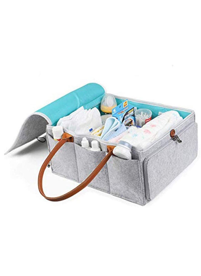 Gonice - Diaper Caddy Bag With Zipper Lid And Leather Handle - Image 1