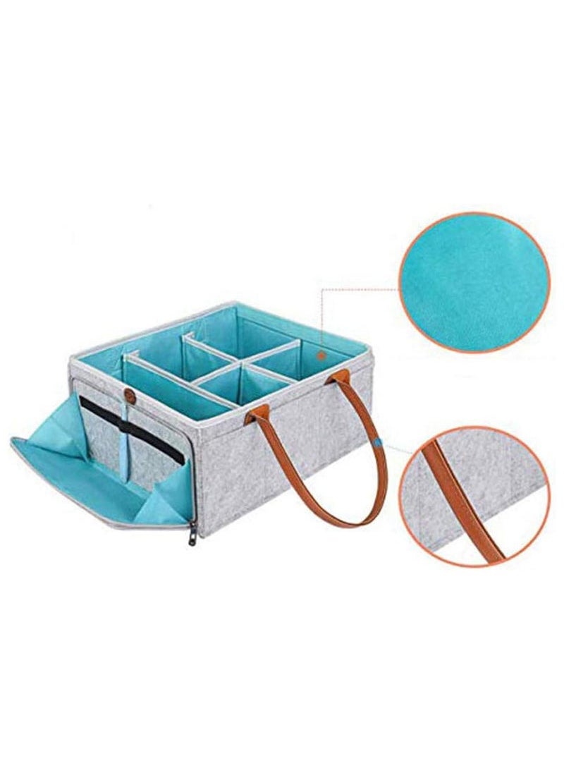 Gonice - Diaper Caddy Bag With Zipper Lid And Leather Handle - Image 1