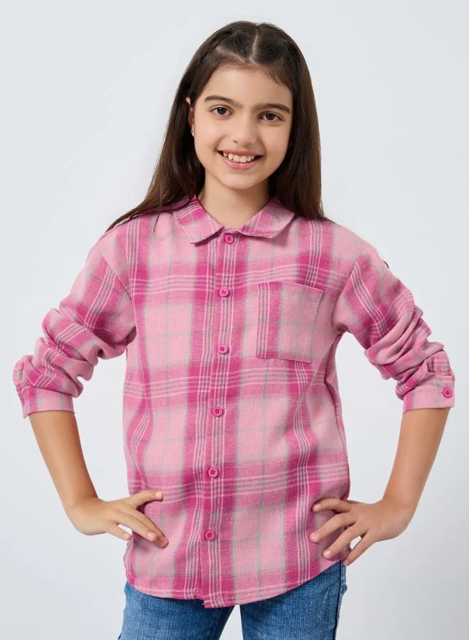 Styli Teens Pink Checkered Shirt