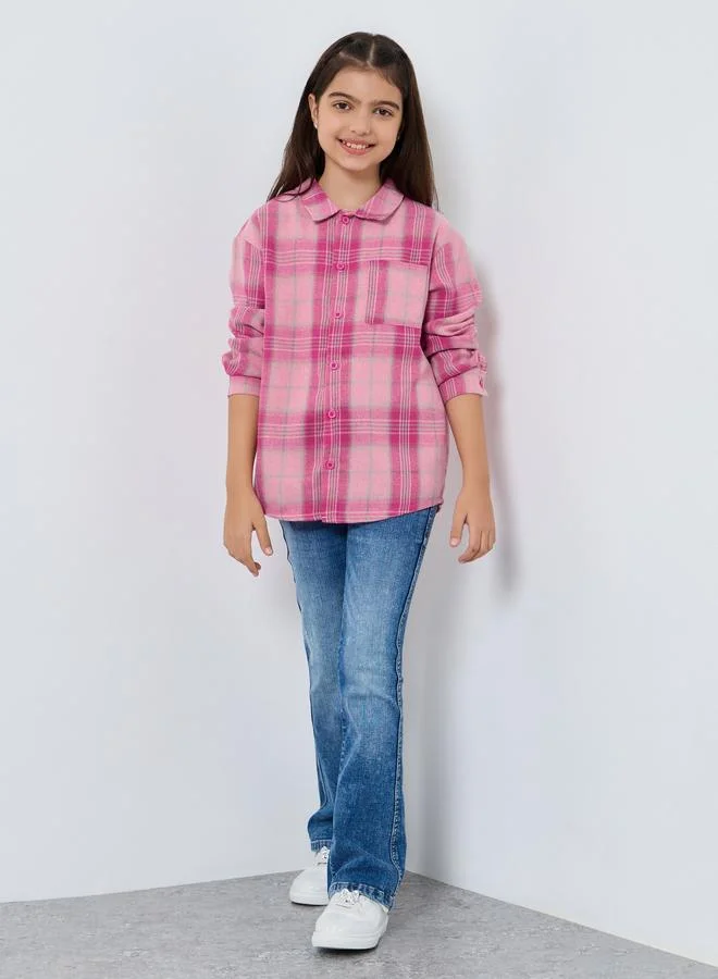 Styli Teens Pink Checkered Shirt