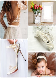 Excefore Pearl Stickers 3 Rolls Self Adhesive Pearl Beaded Sticker Faux Pearl Beads Ribbon Pearl Bead Roll Pearls Ribbon for DIY Crafts Wedding Party Decorations Pure White ABS Half Round Pearl  - Image 3